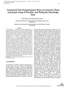 Automated Text Summarization Base on Lexicales Chain and graph Using of
  WordNet and Wikipedia Knowledge Base