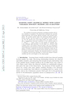Learning loopy graphical models with latent variables: Efficient methods
  and guarantees