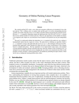 Geometry of Online Packing Linear Programs