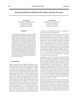 Regret-based Reward Elicitation for Markov Decision Processes