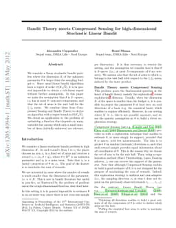 Bandit Theory meets Compressed Sensing for high dimensional Stochastic
  Linear Bandit