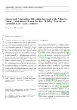 Linearized Alternating Direction Method with Adaptive Penalty and Warm
  Starts for Fast Solving Transform Invariant Low-Rank Textures