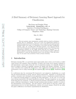 A Brief Summary of Dictionary Learning Based Approach for Classification
  (revised)