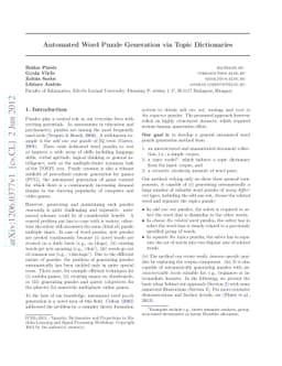 Automated Word Puzzle Generation via Topic Dictionaries
