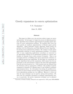 Greedy expansions in convex optimization