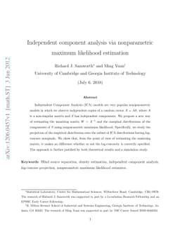 Independent component analysis via nonparametric maximum likelihood
  estimation