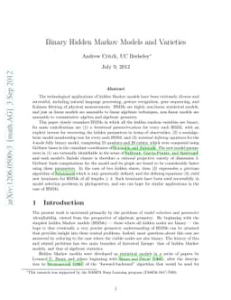 Binary hidden Markov models and varieties