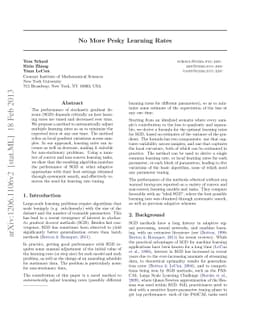 No More Pesky Learning Rates