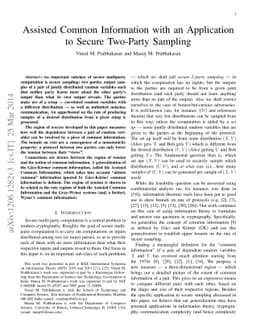 Assisted Common Information with an Application to Secure Two-Party
  Sampling