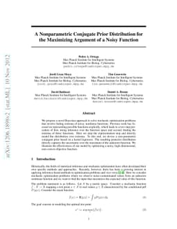 A Nonparametric Conjugate Prior Distribution for the Maximizing Argument
  of a Noisy Function