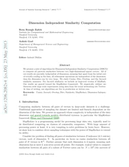 Dimension Independent Similarity Computation