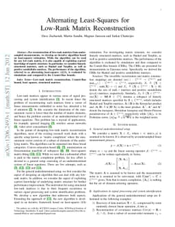 Alternating Least-Squares for Low-Rank Matrix Reconstruction