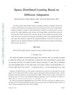 Sparse Distributed Learning Based on Diffusion Adaptation