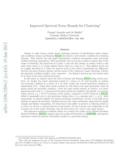 Improved Spectral-Norm Bounds for Clustering