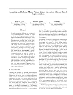 Learning and Solving Many-Player Games through a Cluster-Based
  Representation
