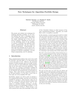 New Techniques for Algorithm Portfolio Design