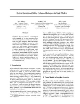 Hybrid Variational/Gibbs Collapsed Inference in Topic Models