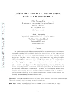 Model selection in regression under structural constraints