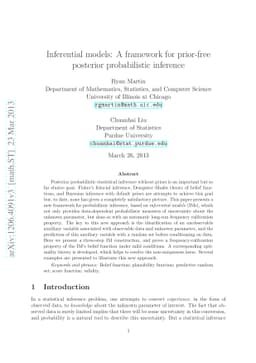 Inferential models: A framework for prior-free posterior probabilistic
  inference