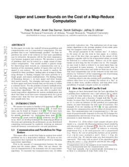 Upper and Lower Bounds on the Cost of a Map-Reduce Computation