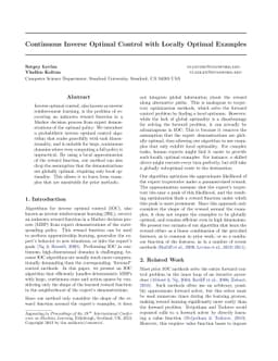 Continuous Inverse Optimal Control with Locally Optimal Examples