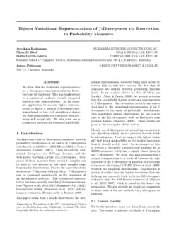 Tighter Variational Representations of f-Divergences via Restriction to
  Probability Measures