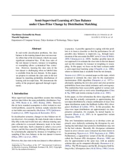 Semi-Supervised Learning of Class Balance under Class-Prior Change by
  Distribution Matching
