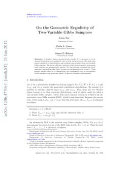 On the Geometric Ergodicity of Two-Variable Gibbs Samplers