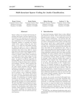 Shift-Invariance Sparse Coding for Audio Classification