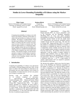 Studies in Lower Bounding Probabilities of Evidence using the Markov
  Inequality