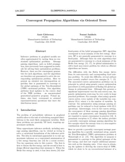 Convergent Propagation Algorithms via Oriented Trees