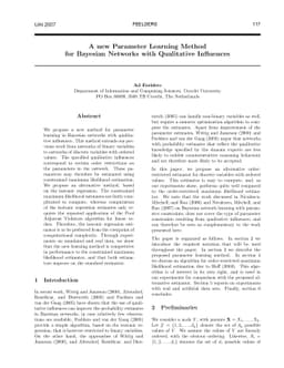 A new parameter Learning Method for Bayesian Networks with Qualitative
  Influences
