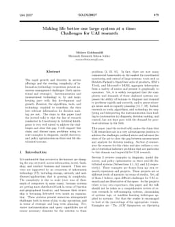 Making life better one large system at a time: Challenges for UAI
  research