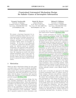 Constrained Automated Mechanism Design for Infinite Games of Incomplete
  Information