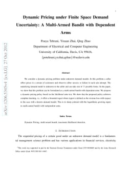 Dynamic Pricing under Finite Space Demand Uncertainty: A Multi-Armed
  Bandit with Dependent Arms