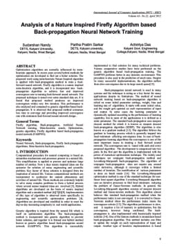 Analysis of a Nature Inspired Firefly Algorithm based Back-propagation
  Neural Network Training