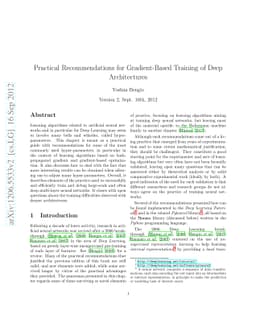 Practical recommendations for gradient-based training of deep
  architectures