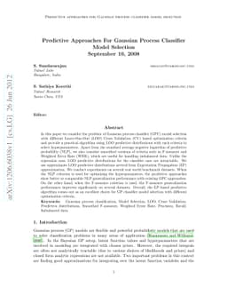 Predictive Approaches For Gaussian Process Classifier Model Selection