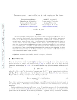 Leave-one-out cross-validation is risk consistent for lasso