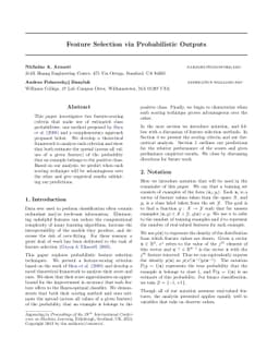 Feature Selection via Probabilistic Outputs