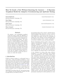 How To Grade a Test Without Knowing the Answers --- A Bayesian Graphical
  Model for Adaptive Crowdsourcing and Aptitude Testing