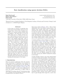 Fast classification using sparse decision DAGs
