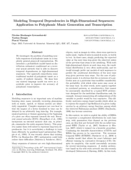 Modeling Temporal Dependencies in High-Dimensional Sequences:
  Application to Polyphonic Music Generation and Transcription