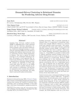 Demand-Driven Clustering in Relational Domains for Predicting Adverse
  Drug Events