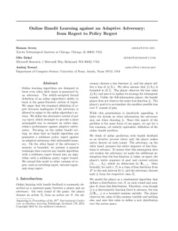 Online Bandit Learning against an Adaptive Adversary: from Regret to
  Policy Regret