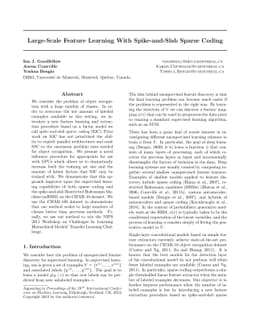 Large-Scale Feature Learning With Spike-and-Slab Sparse Coding