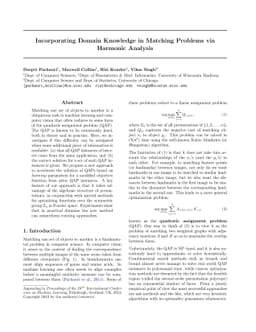 Incorporating Domain Knowledge in Matching Problems via Harmonic
  Analysis