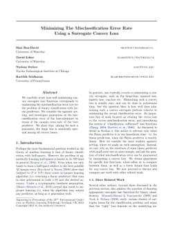 Minimizing The Misclassification Error Rate Using a Surrogate Convex
  Loss