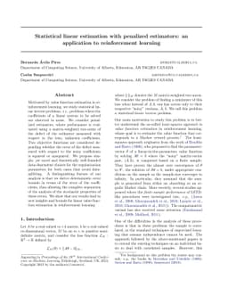 Statistical Linear Estimation with Penalized Estimators: an Application
  to Reinforcement Learning