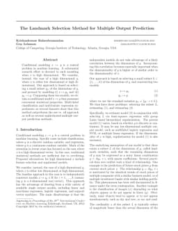 The Landmark Selection Method for Multiple Output Prediction